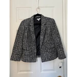 Bar III Black & White Tweed Cropped Blazer – Size 12 (NWT)